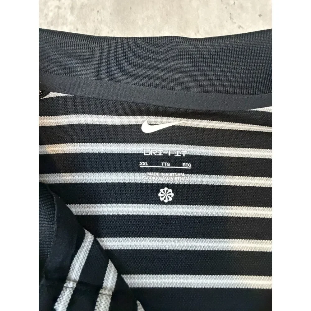 Nike Dri-FIT Golf Polo Shirt Men's XXL Black White Striped
